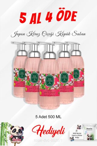 Japon Kiraz Çiçeği Köpük Sabun 500 ML 5 Al 4 Öde ve Rosie Pamuk