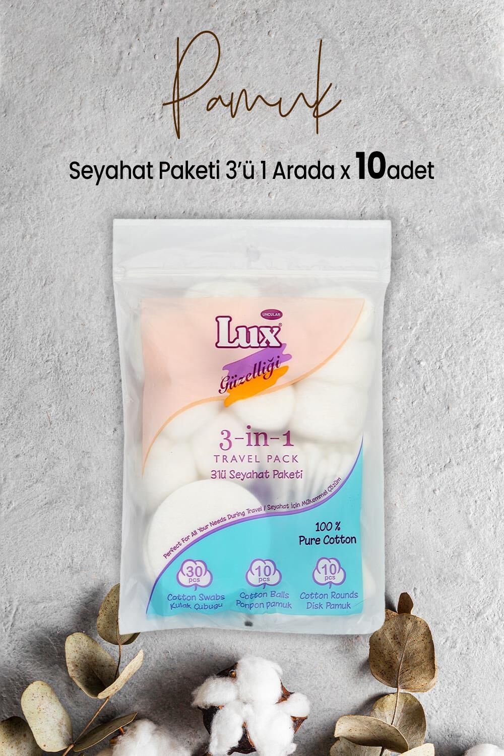Lux 3' lü Seyahat Paketi x 10 Adet