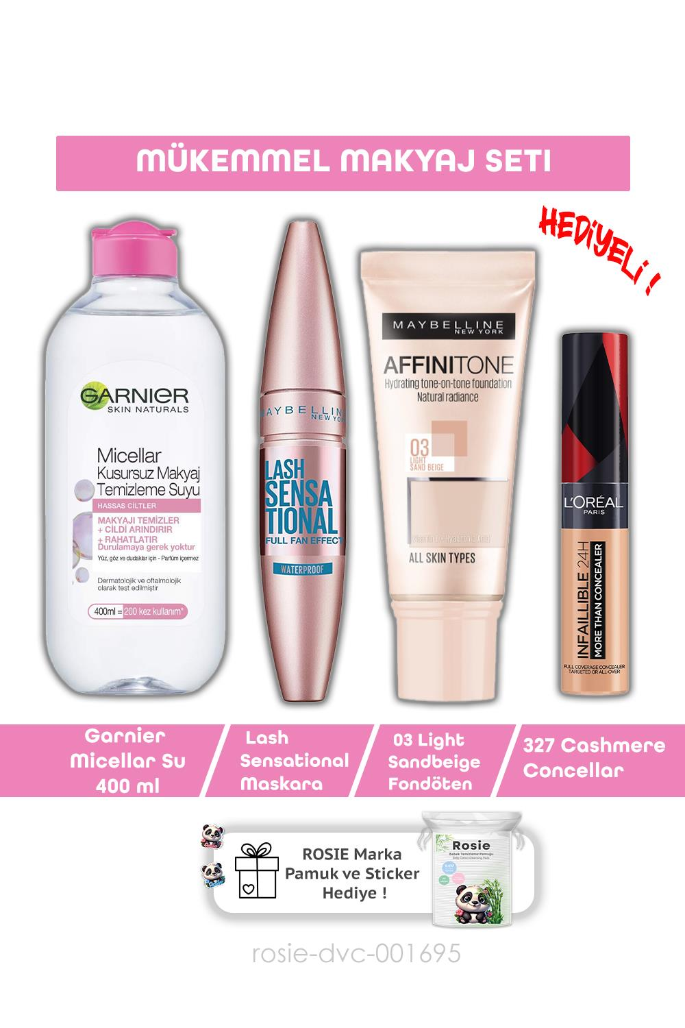 Maybelline Lash Sensational Maskara, Fondöten, Conceller, Misel Su ve ROSIE