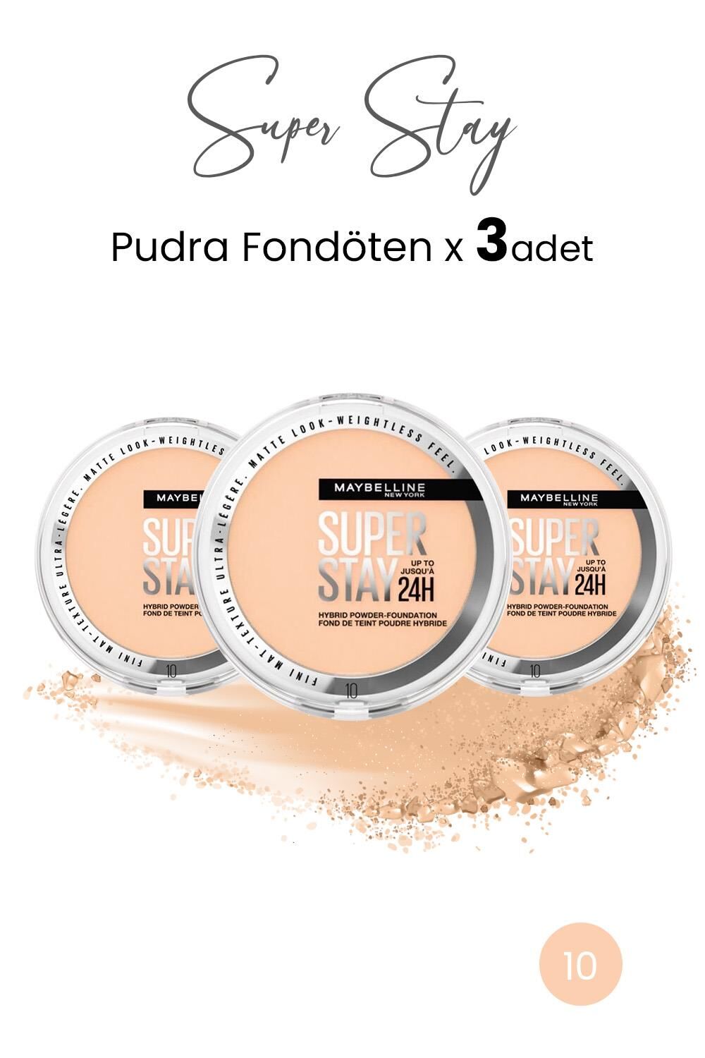 Maybelline New York Superstay Hibrit Pudra-Fondöten 10  x 3 Adet
