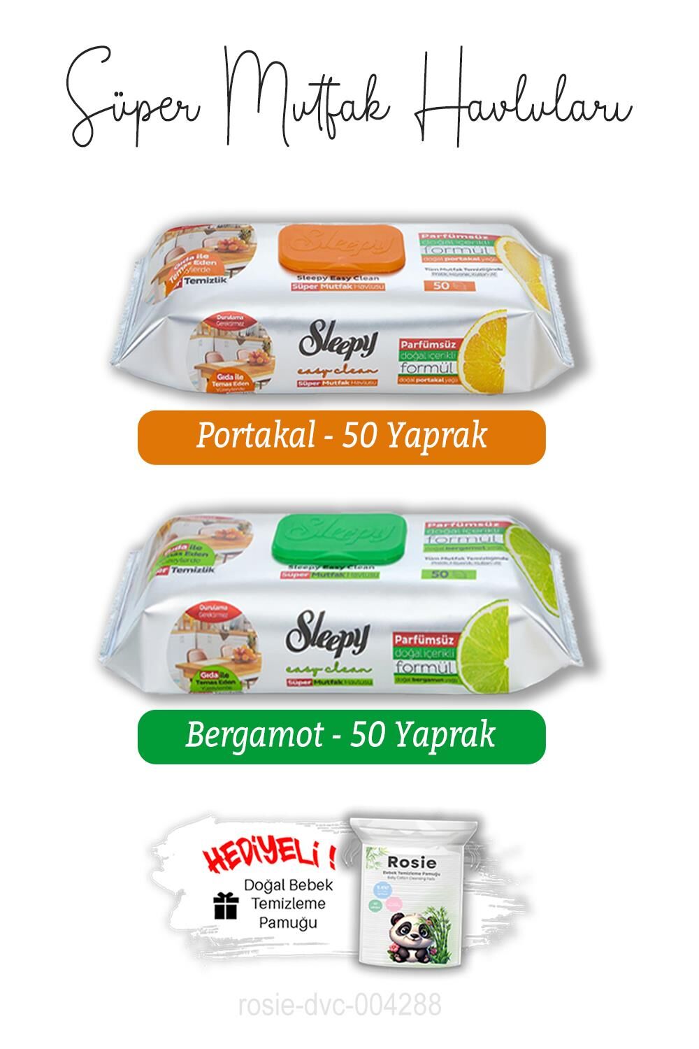 Süper Mutfak Havlusu Bergamot ve Portakal 50'li ve ROSIE