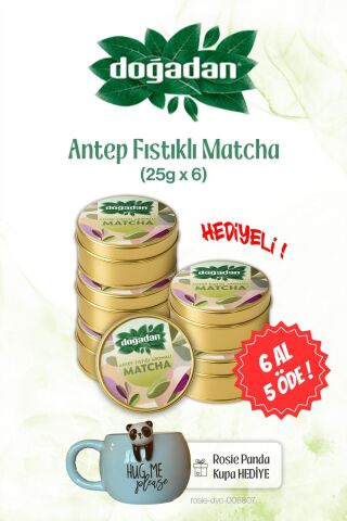 Doğadan 6 AL 5 ÖDE Antep Fıstıklı Matcha 25gr ve Panda Kupa