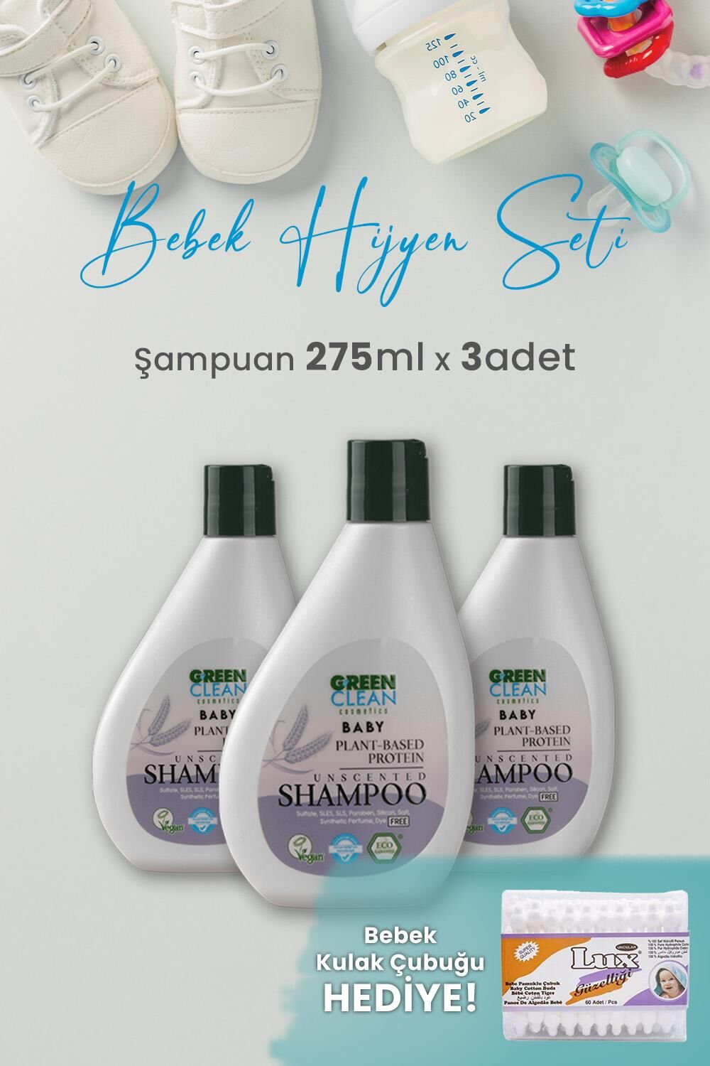 Green Clean Baby Şampuan 275 ml x 3 Adet ve Hediyeli