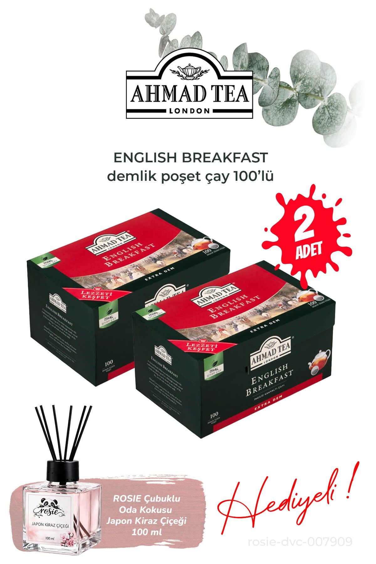 English Breakfast 100'lü Demlik Poşet 2 paket ve Oda Kokusu