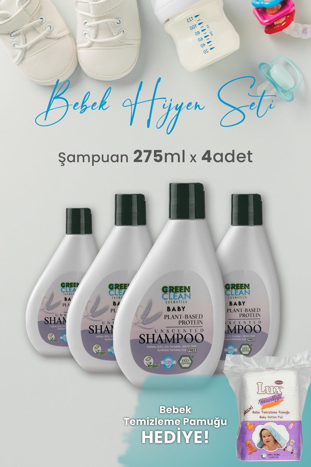 Green Clean Baby Şampuan 275 ml x 4 Adet ve Hediyeli