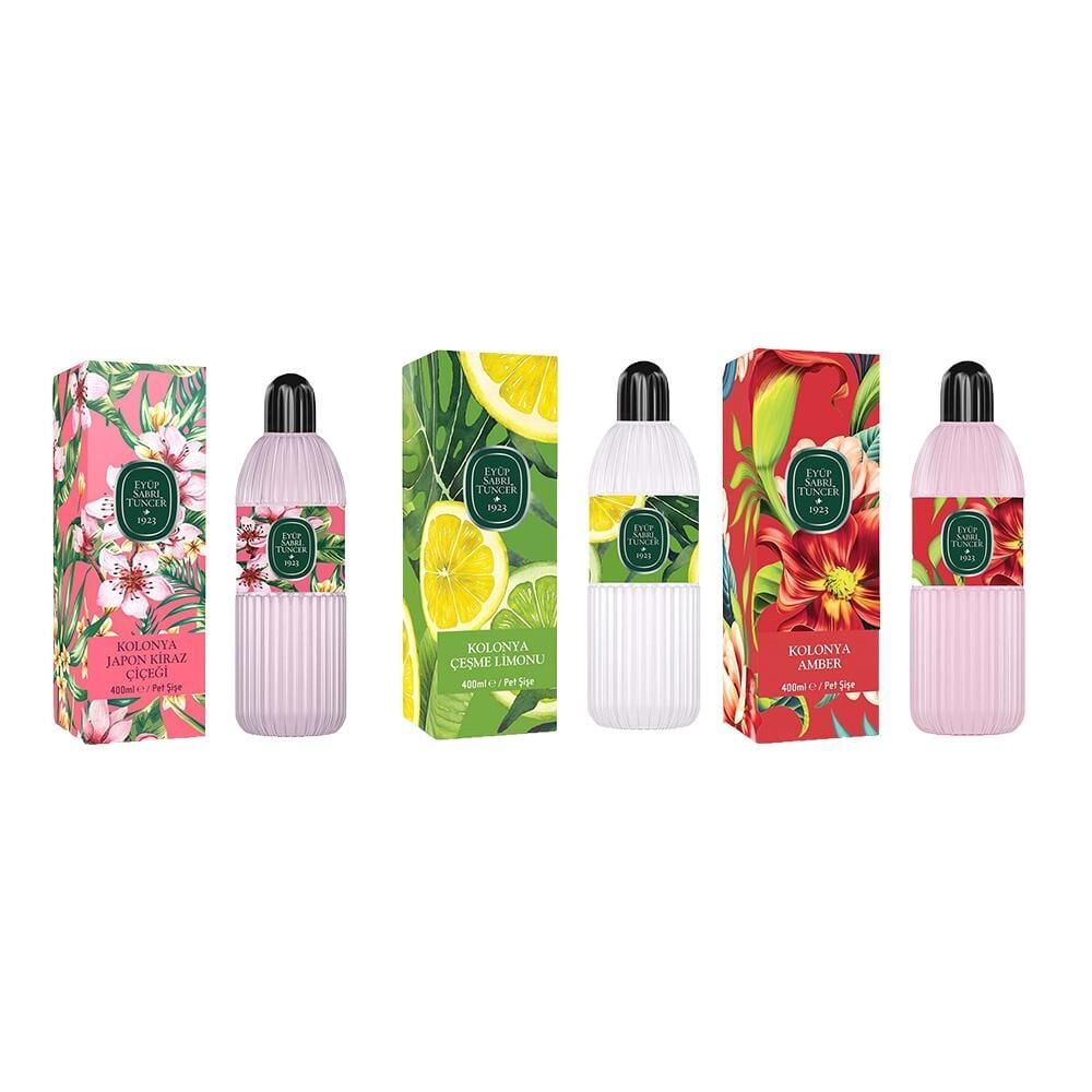 Eyüp Sabri Tuncer Kolonya Japon Kiraz Çiçeği, Çeşme Limonu ve Amber Pet Şişe 400 ML