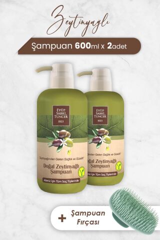 Eyüp Sabri Tuncer Zeytinyağlı Şampuan 600 ml x 2 Adet ve Şampuan Fırçası
