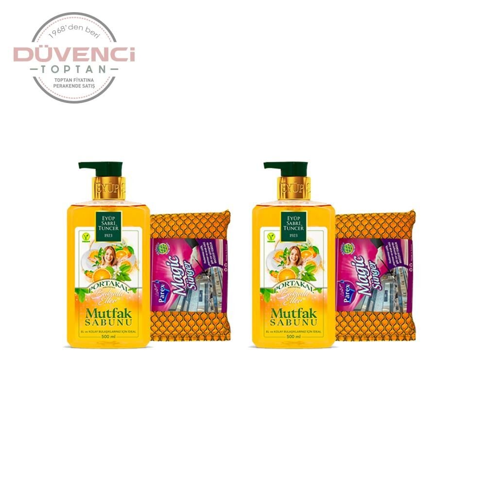 Eyüp Sabri Tuncer Portakal Aromalı Mutfak Sabunu 500 ml + Magic Sünger x 2 Adet