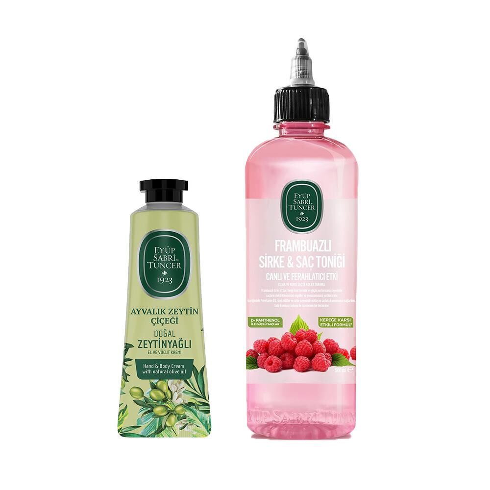 Frambuazlı Sirke & Saç Toniği ve El ve Vücut Kremi Ayvalık Zeytin Çiçeği