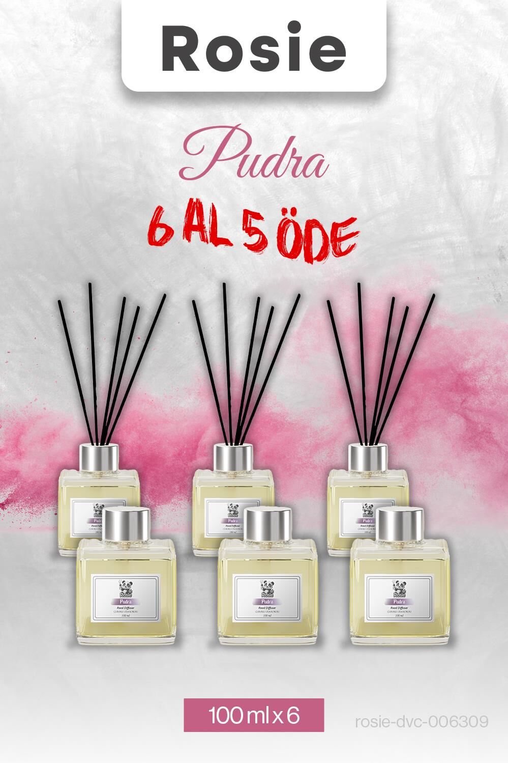 6 AL 5 ÖDE, Pudra Rosie Çubuklu Oda Kokusu 100 ml