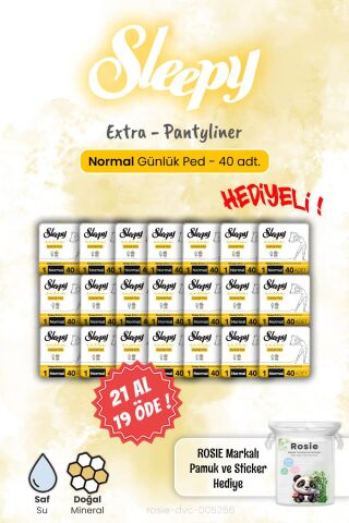 Sleepy Extra 40'lı 21 AL 19 ÖDE Günlük Ped Normal 40'lı ve Rosie Hediye