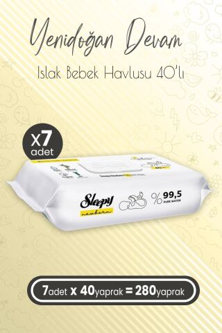 Sleepy Yenidoğan Devam Islak Bebek Bakım Havlusu 40'lı x 7 (280 Yaprak)