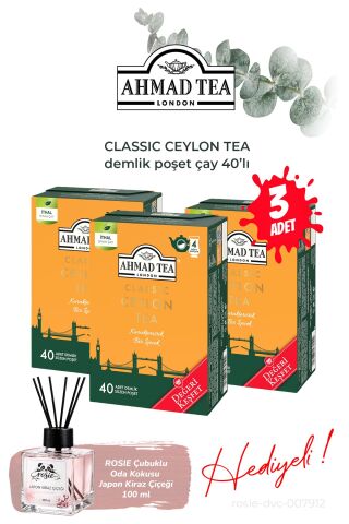 3 Paket Klasik Ceylon Tea 40'lı Demlik Poşet Çay ve Oda Kokusu