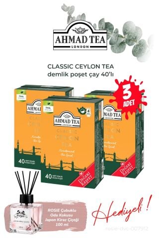 3 Paket Klasik Ceylon Tea 40'lı Demlik Poşet Çay ve Oda Kokusu