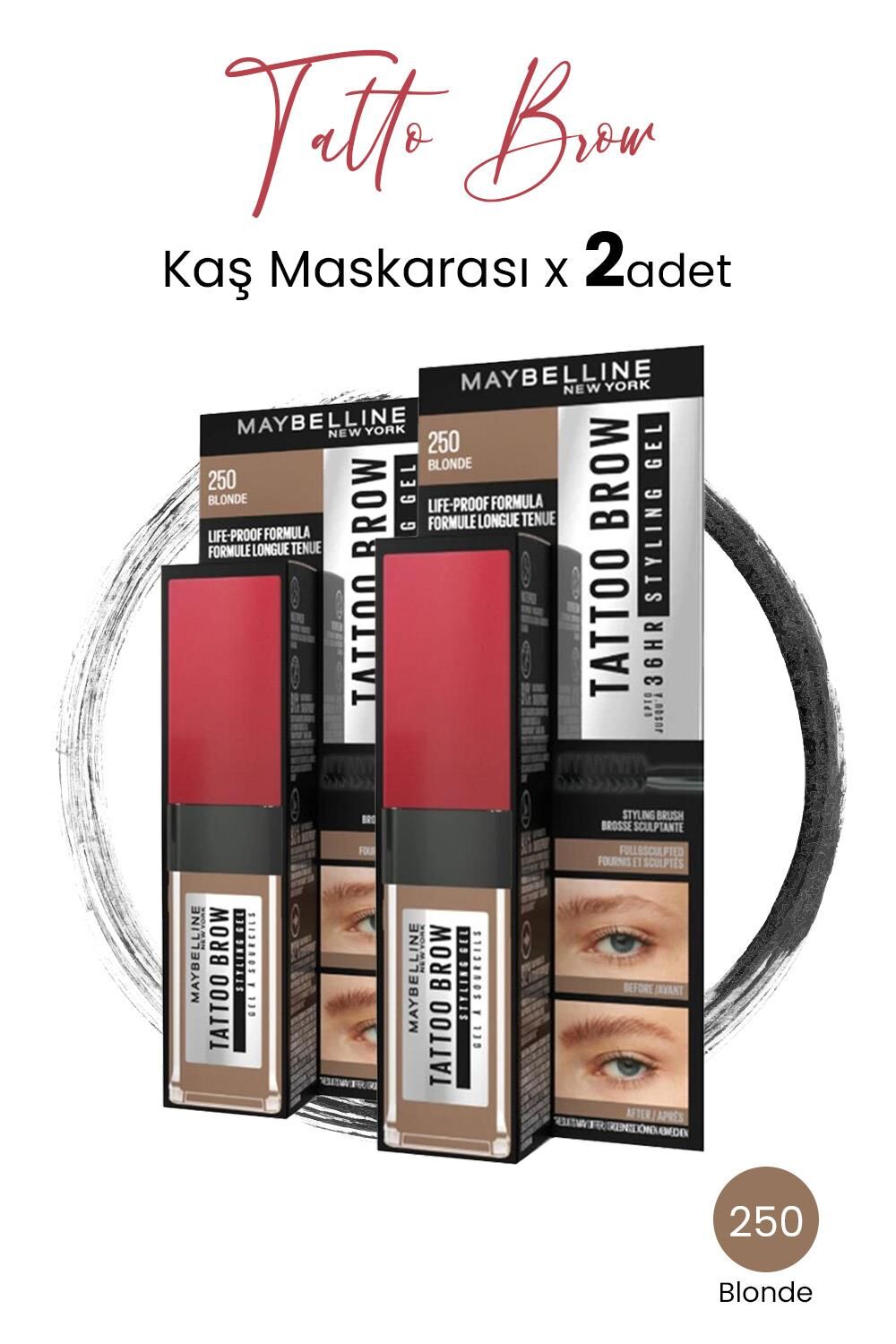 Maybelline New York Tattoo Brow 36H Maskarası 250 Blonde x 2 Adet