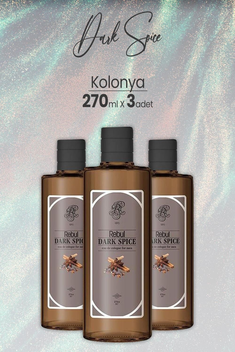 Rebul Dark Spice Kolonya (Cam Şişe) 270 ml x 3 Adet