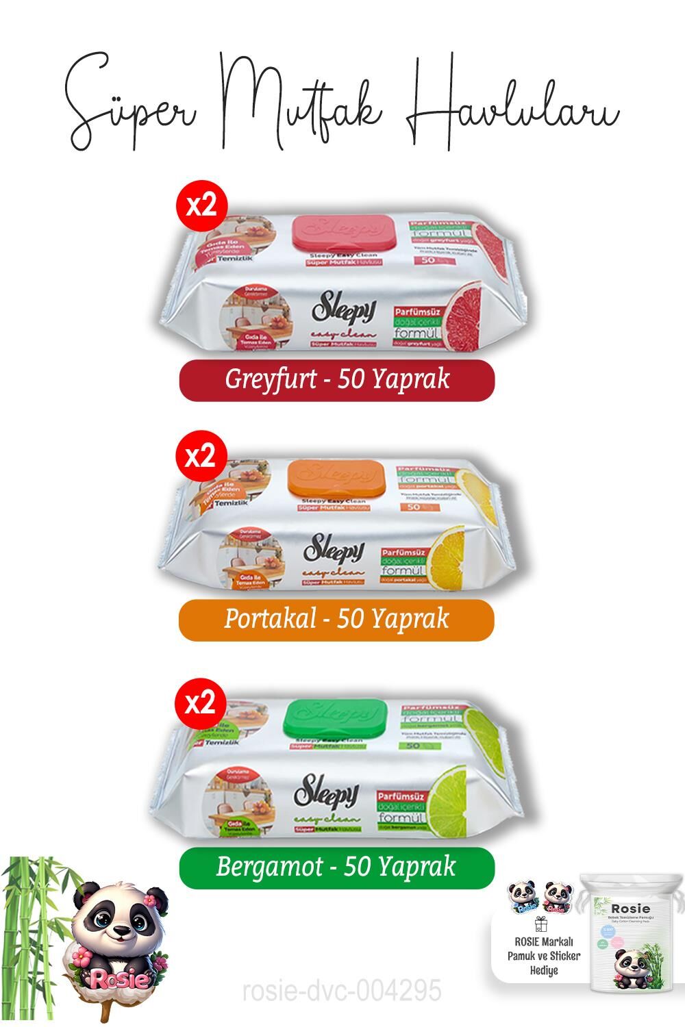Portakal, Greyfurt ve Bergamot x2 Süper Mutfak Havlusu 50'li (300 YAPRAK) ve ROSIE