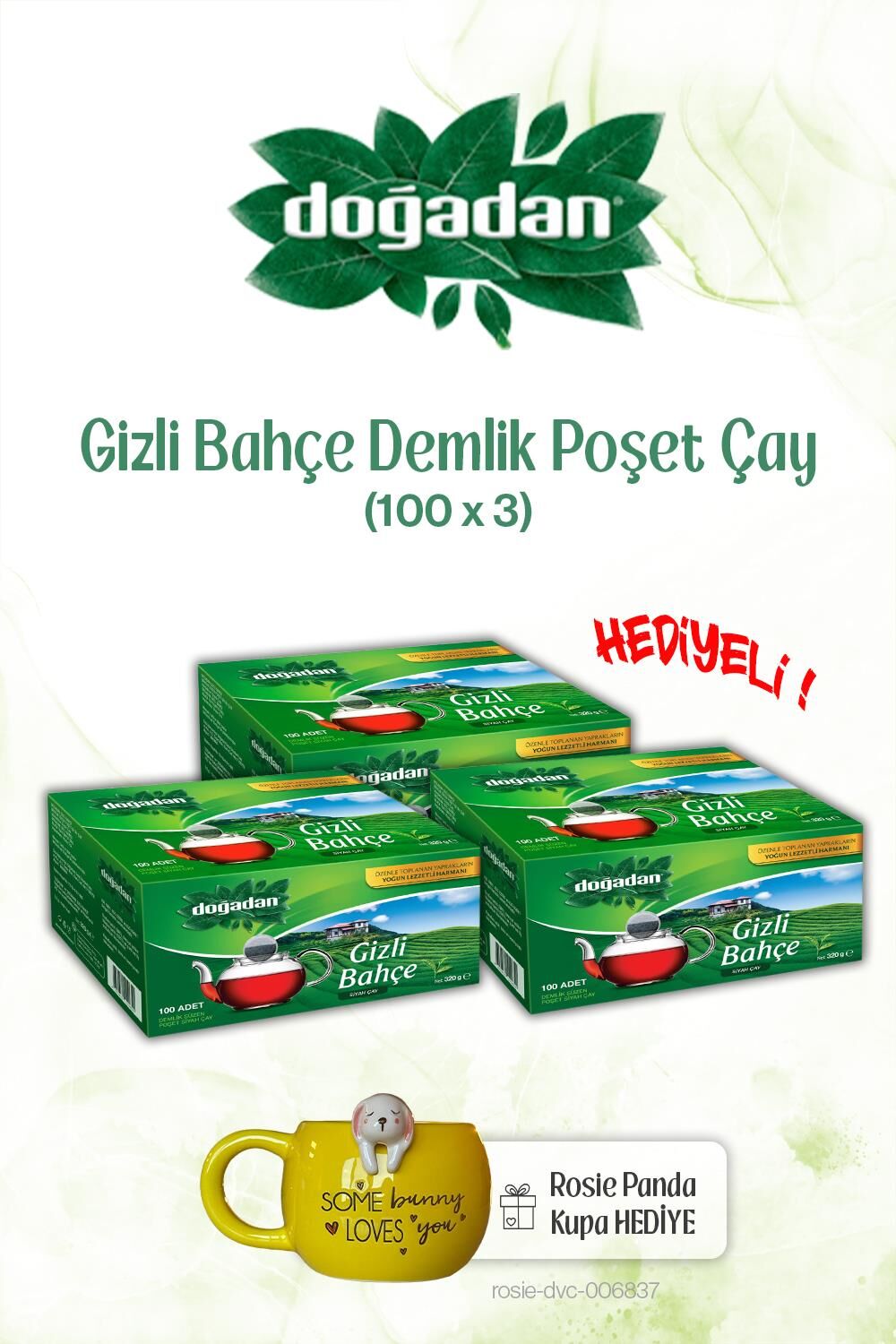 Doğadan x3 Gizli Bahçe Demlik Poşet Çay 100'lü ve ROSIE