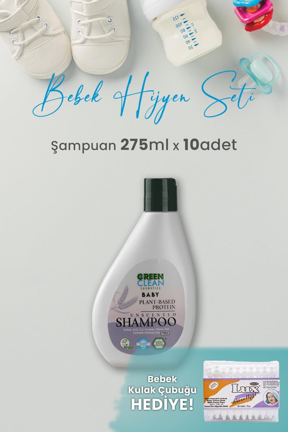 Green Clean Baby Şampuan 275 ml x 10 Adet ve Hediyeli