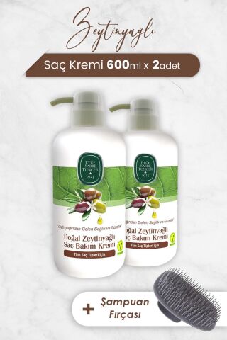 Eyüp Sabri Tuncer Zeytinyağlı Saç Kremi 600 ml x 2 Adet ve Şampuan Fırçası