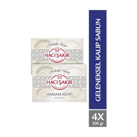 Hacı Şakir Hamam Keyfi Geleneksel Saf Beyaz Sabun 4x200 gr X2 Adet