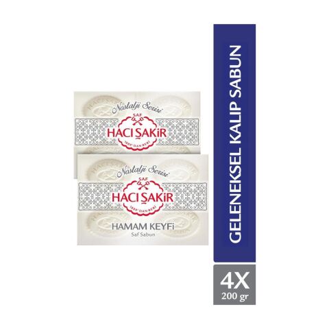 Hacı Şakir Hamam Keyfi Geleneksel Saf Beyaz Sabun 4x200 gr X2 Adet