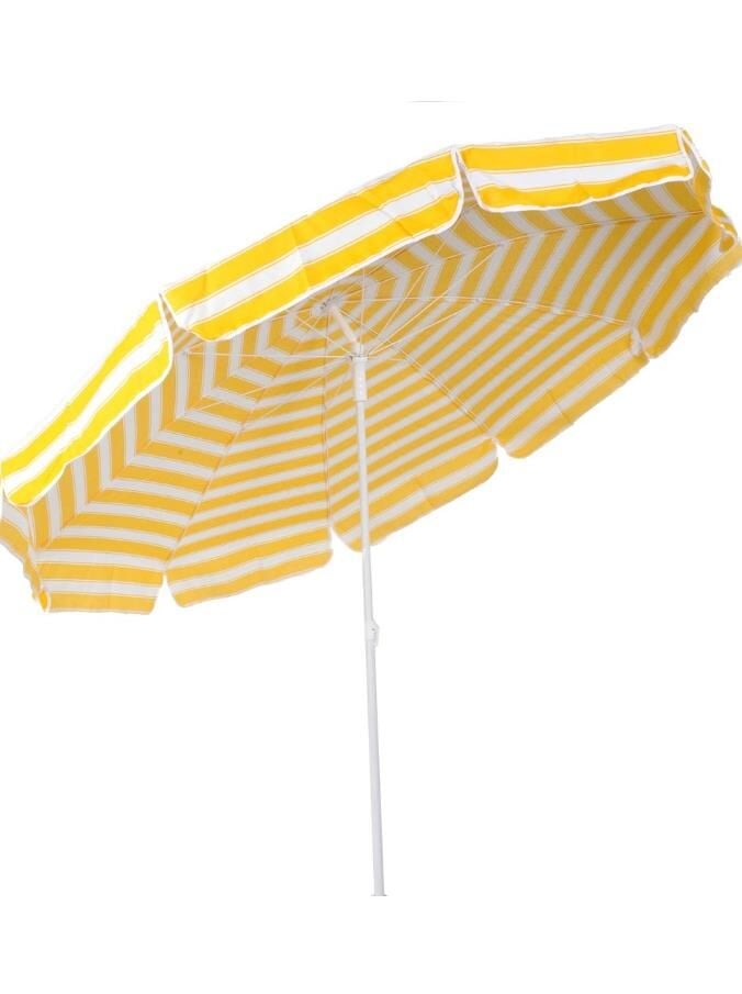 Sarı Beyaz Plaj Şemsiyesi 180cm, 8 Telli