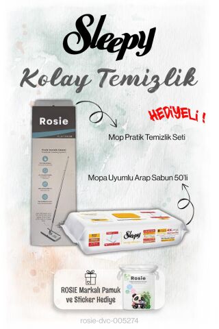 Sleepy 50'li Arap Sabun Mopa uyumlu ve Mop Seti, Rosie Hediyeli