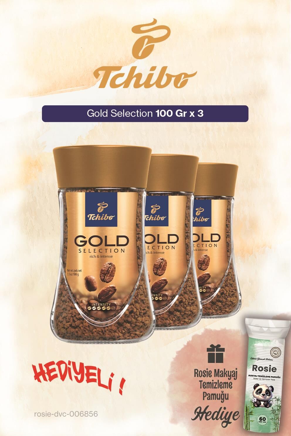 Tchibo 3x100 Gr Cam Gold Selection Çözünebilir Kahve ve Pamuk