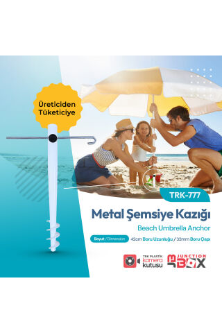 Metal Şemsiye Kazığı, Bahçe Ve Plaj Şemsiyesi Kazığı (BEYAZ)