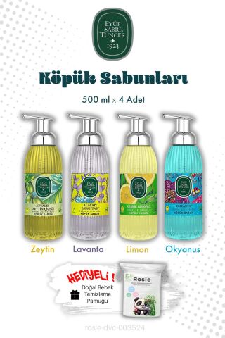 Eyüp Sabri Tuncer 4'lü Set 500 ML Köpük Sabun ve ROSIE