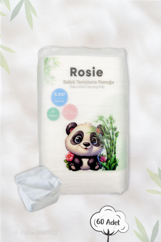 24 AL 22 ÖDE ROSIE %100 Doğal Bebek Temizleme Pamuğu 60'lı ve ROSIE Sticker