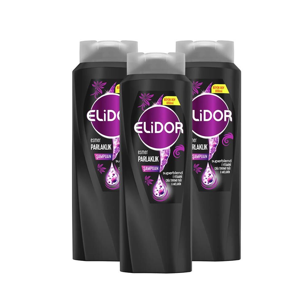 Elidor Saç Bakım Şampuanı Esmer Parlaklık 650 ML x 3