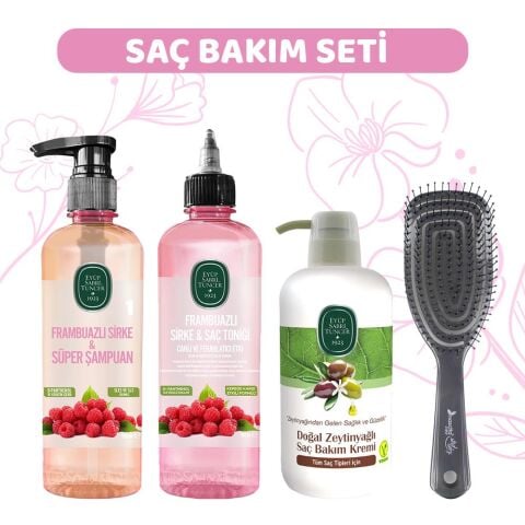 Eyüp Sabri Tuncer Frambuazlı Şampuan, Sirke, Saç Kremi ve Saç Fırçası