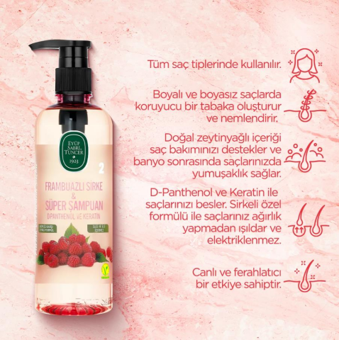 Eyüp Sabri Tuncer Sirke Frambuaz Sprey 210ml, Tonik ve Şampuan 100 ml ROSIE makyaj pamuğu