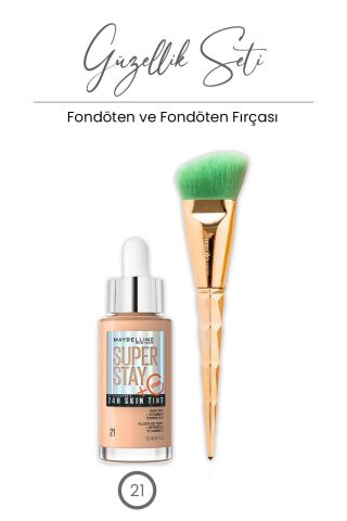 Maybelline Super Stay 24H Skin Tint Fondöten 30 ml - 21 ve Açılı Fondöten Fırçası