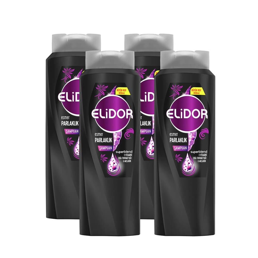 Elidor Saç Bakım Şampuanı Esmer Parlaklık 650 ML x 4