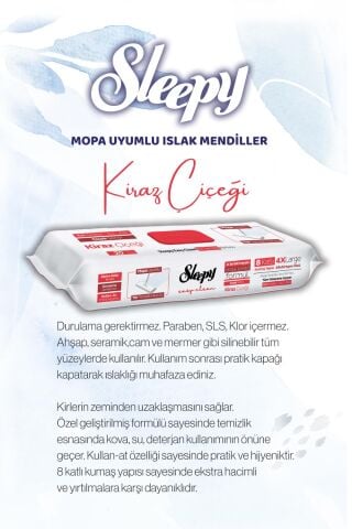 Sleepy 20'li Kiraz Çiçeği Mopa uyumlu ve Mop Seti, Rosie Hediyeli