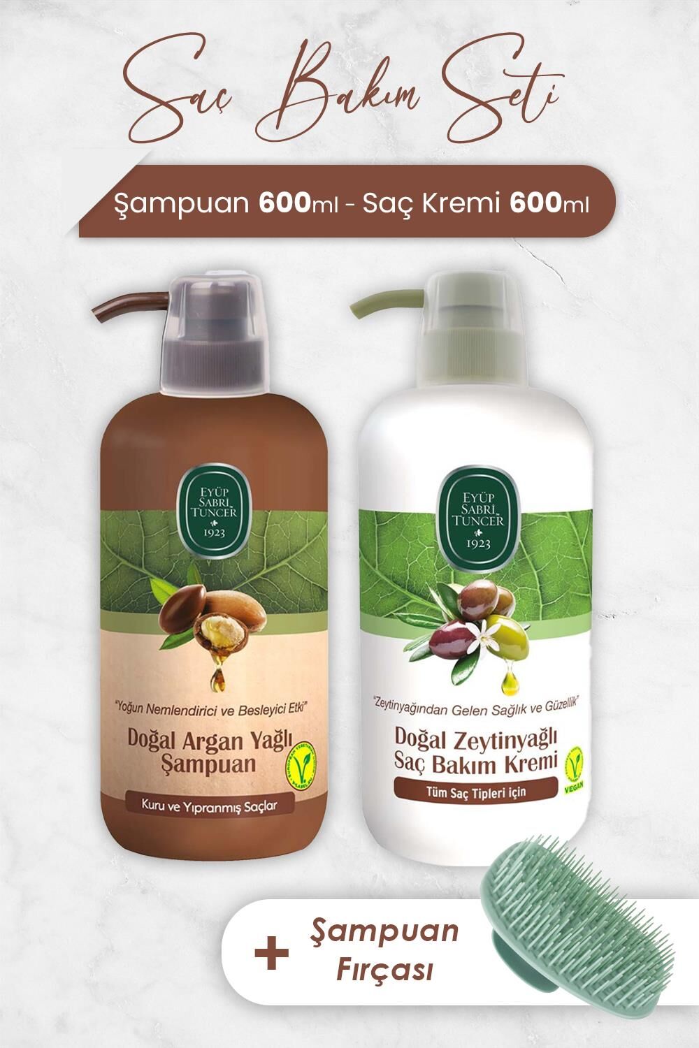 Eyüp Sabri Tuncer Argan Yağlı Şampuan, Saç Kremi ve Şampuan Fırçası
