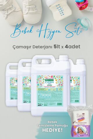 Green Clean Baby Bitkisel Çamaşır Deterjanı Lavanta Yağlı 5 lt x 4 Adet ve Hediyeli
