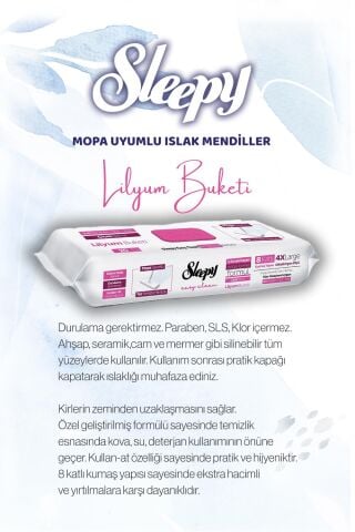 Sleepy 20'li Lilyum Buketi Mopa uyumlu ve Mop Seti, Rosie Hediyeli