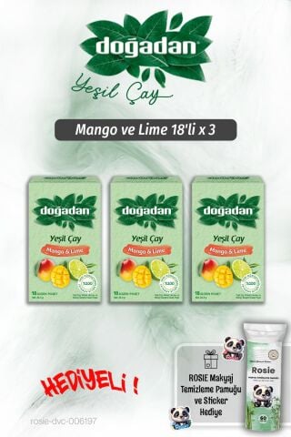 Doğadan Mango ve Lime 18'li x 3 ve Rosie Pamuk Hediyeli