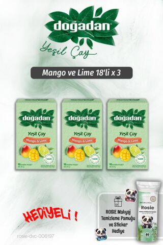 Doğadan Mango ve Lime 18'li x 3 ve Rosie Pamuk Hediyeli
