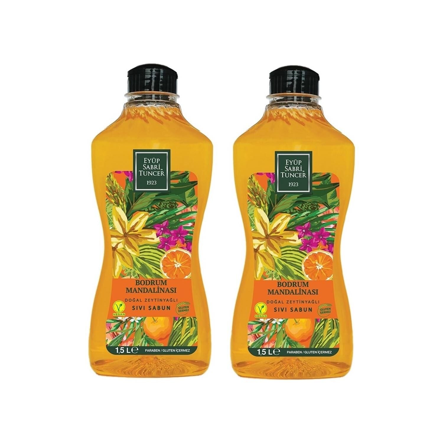 Eyüp Sabri Tuncer Bodrum Mandalinası Doğal Zeytinyağlı Sıvı Sabun 1500 ML x 2