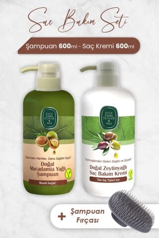 Eyüp Sabri Tuncer Macadamia Yağlı Şampuan, Saç Kremi ve Şampuan Fırçası