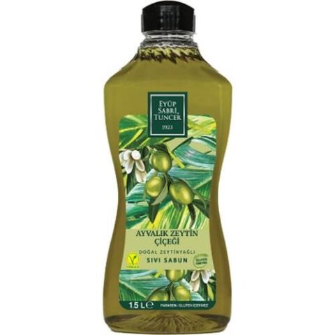 Eyüp Sabri Tuncer Doğal Zeytinyağlı Sıvı Sabun Ayvalık Zeytin Çiçeği 1500 ML Pet Şişe x 8
