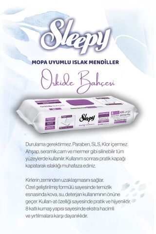 Sleepy 20'li Orkide Bahçesi Mopa uyumlu ve Mop Seti, Rosie Hediyeli