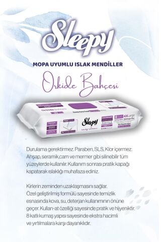 Sleepy 20'li Orkide Bahçesi Mopa uyumlu ve Mop Seti, Rosie Hediyeli