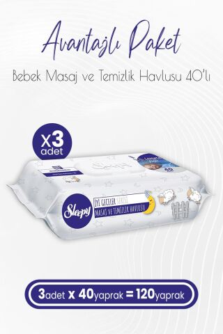 Sleepy Lavanta Yağlı Masaj ve Temizlik Havlusu 40 Yaprak x 3 Adet