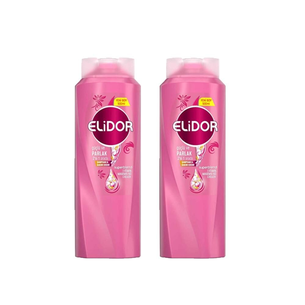 Elidor Superblend 2'si 1 Arada Şampuan ve Saç Bakım Kremi Güçlü ve Parlak x 2